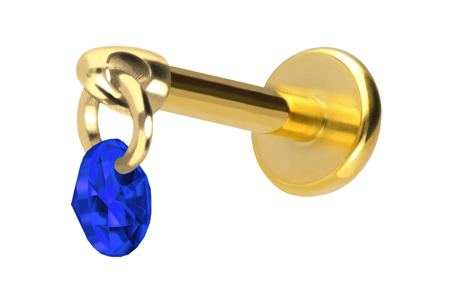 Titan Labret Piercing mit Push Fit RUNDER KRISTALL